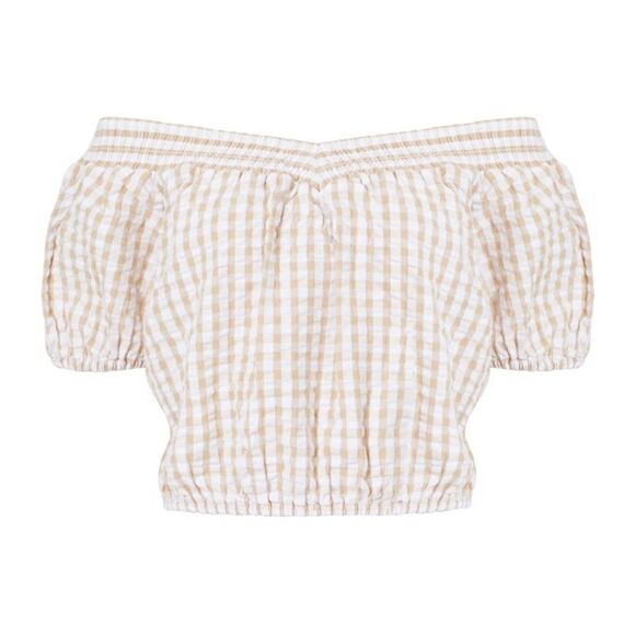 NWT women's French connection Flippa Poplin Gingham off the shoulder size small - Picture 2 of 6